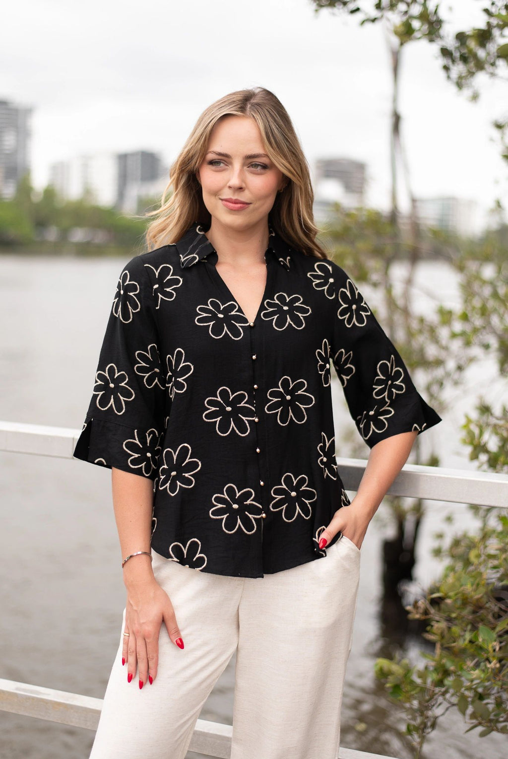 Black Daisy Blouse