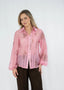 Pink Lace Trim Blouse