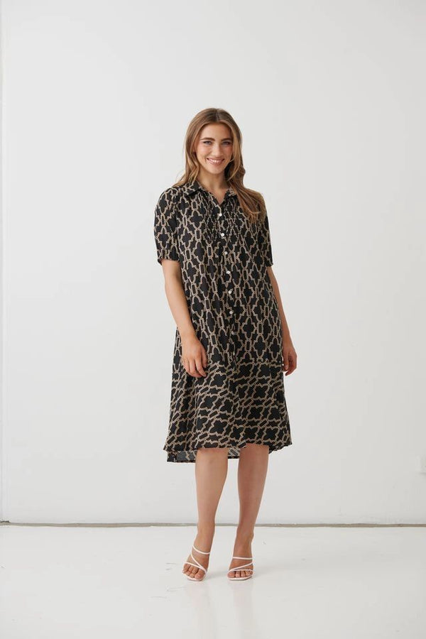 Marrakech Buttoned Shirred Dress