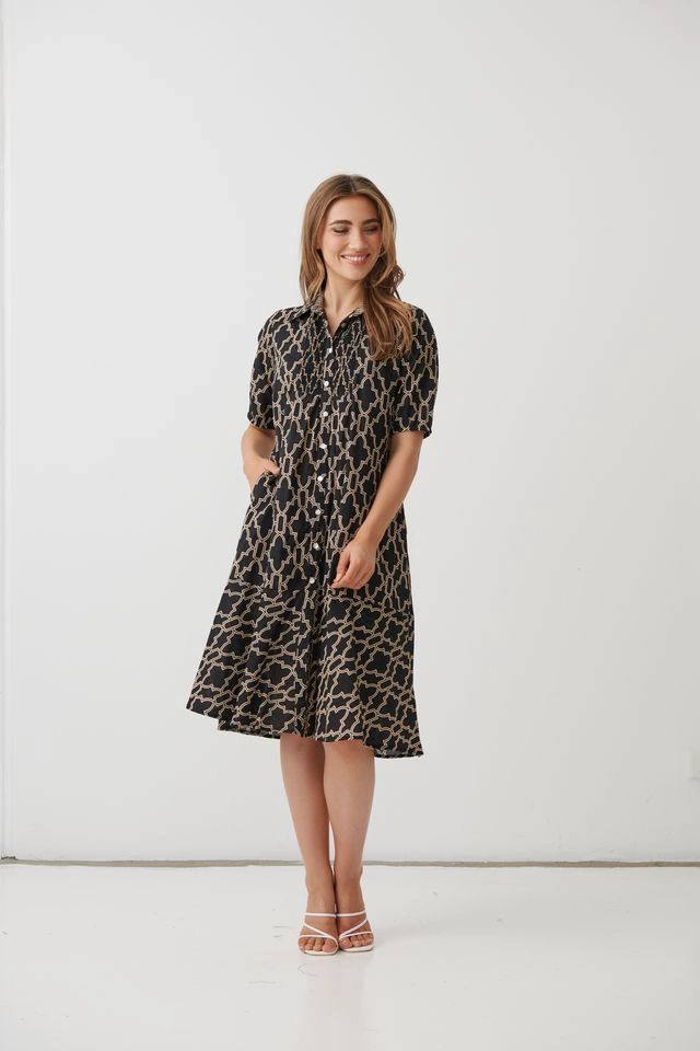 Marrakech Buttoned Shirred Dress